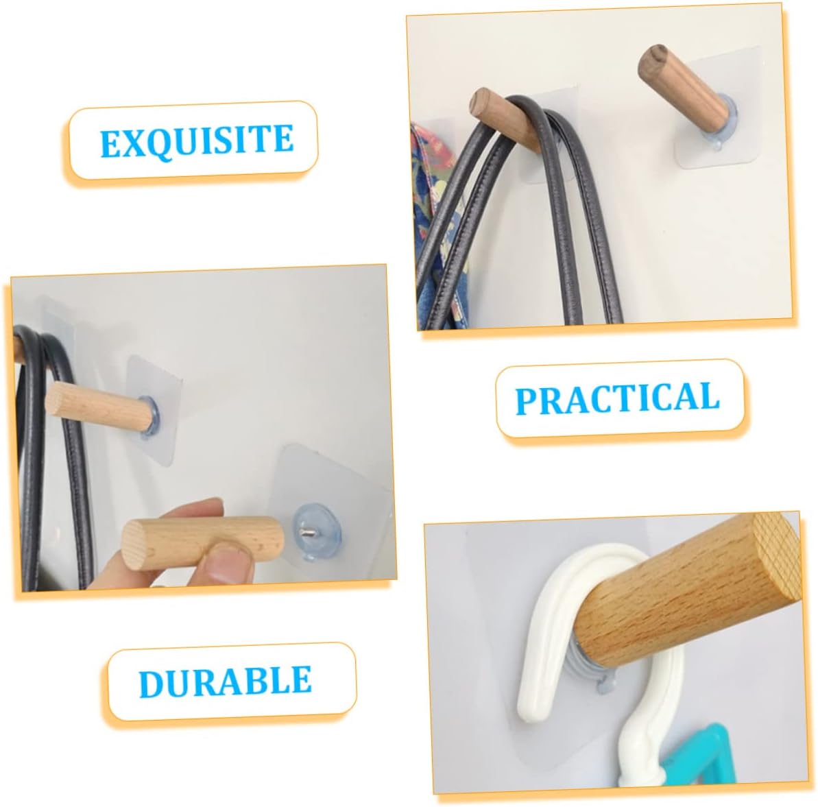 HOOTNEE 6pcs Extra Long Self-Adhesive Wall Hooks