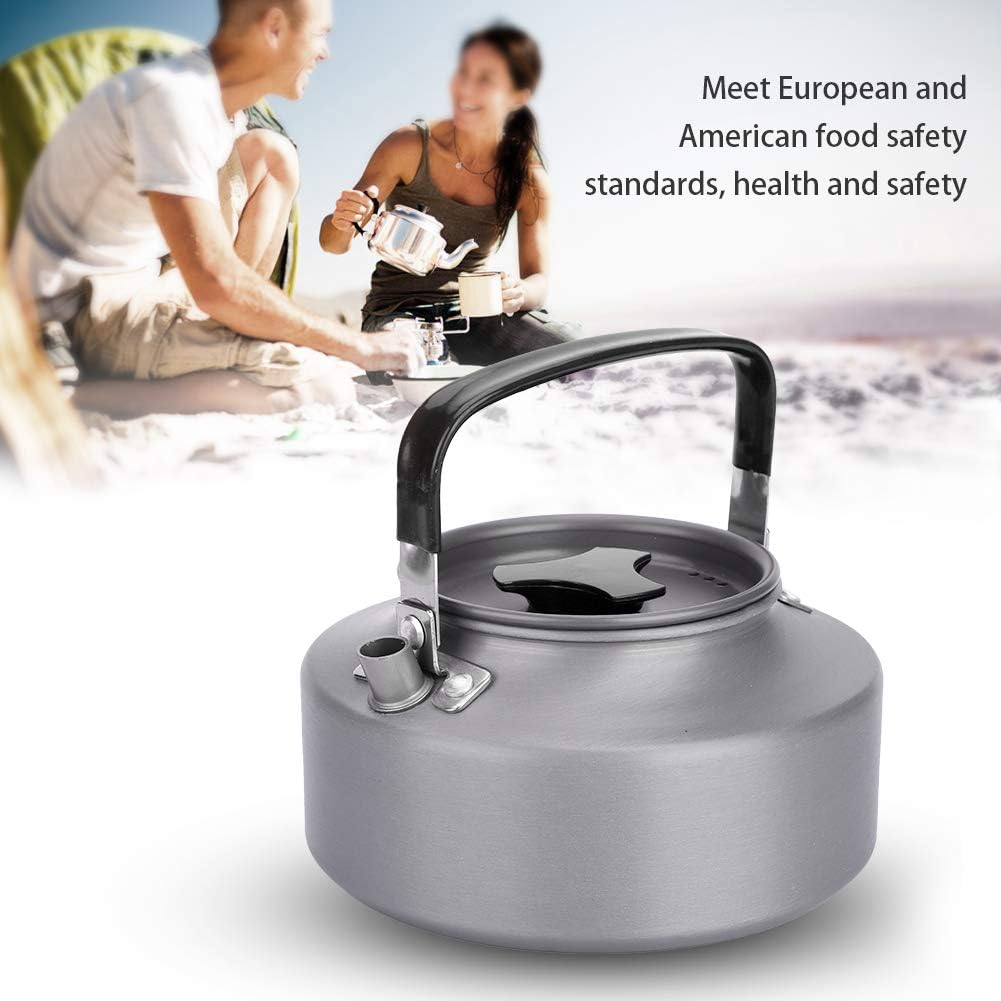 Fdit 11L Aluminum Teapot for Camping Hiking Kitchen Black Handle