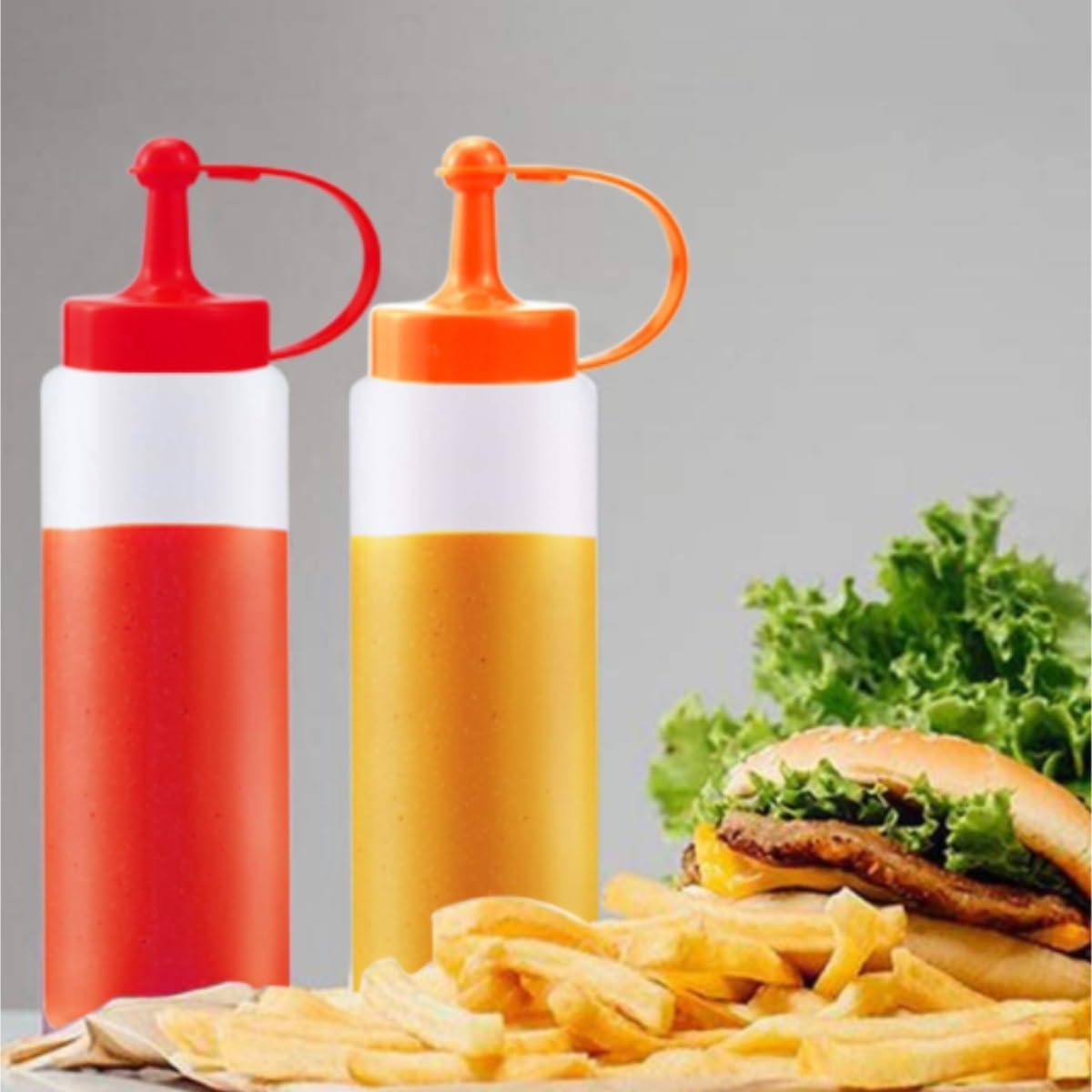KLEYE 5PCS Red Condiment Squeeze Bottles
