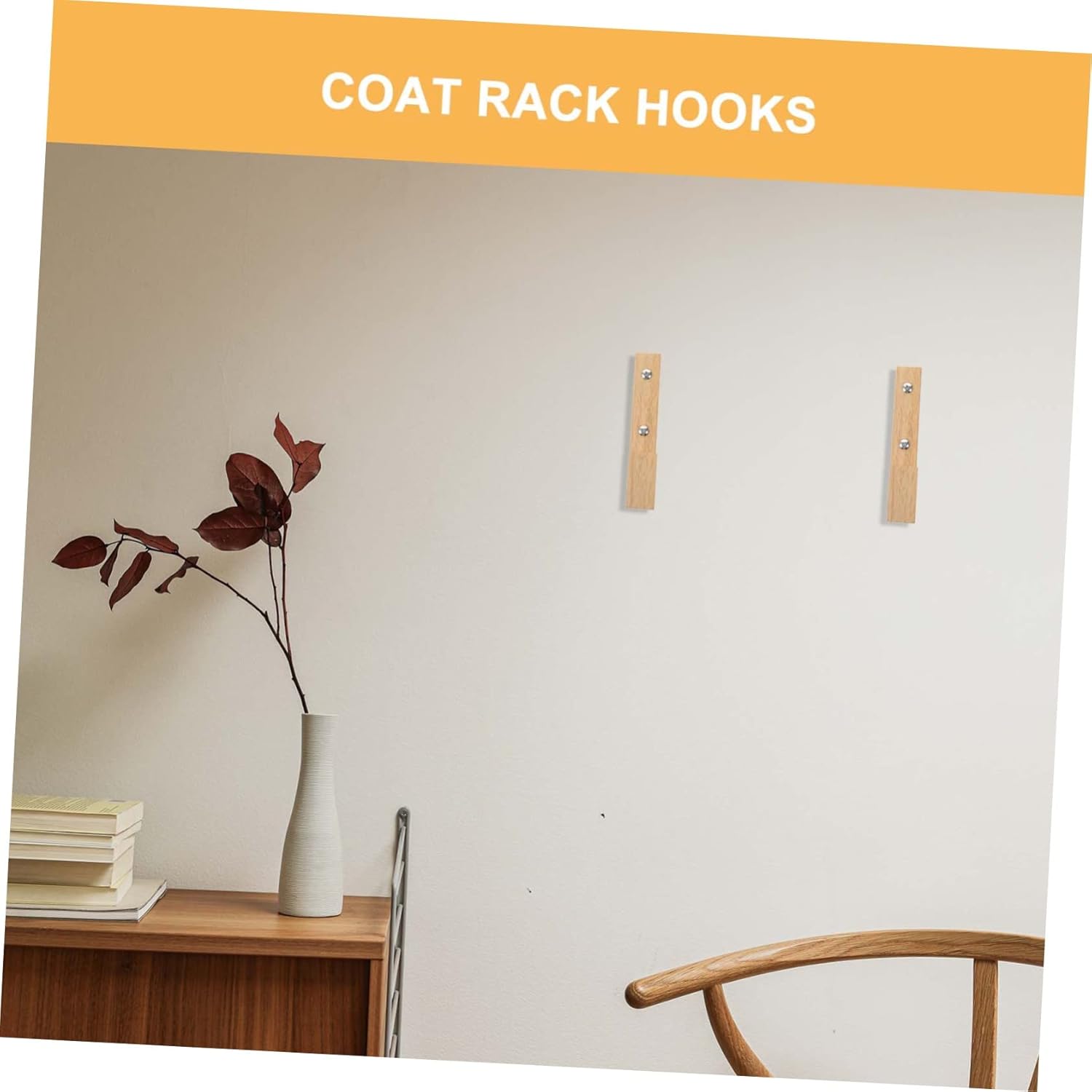 IMIKEYA 2PCS Wooden Wall Hooks for Coat and Towel