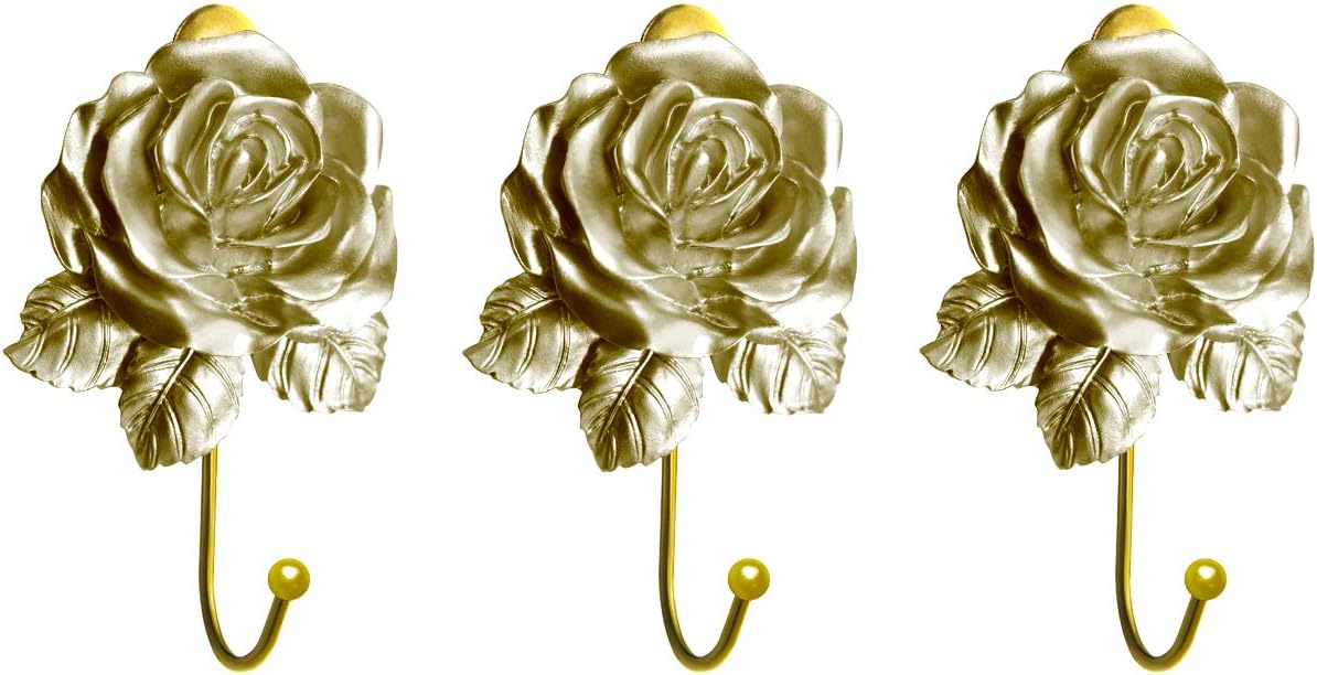 Evoio 3 Pack Rose Wall Hooks for Bathroom Kitchen Entryway