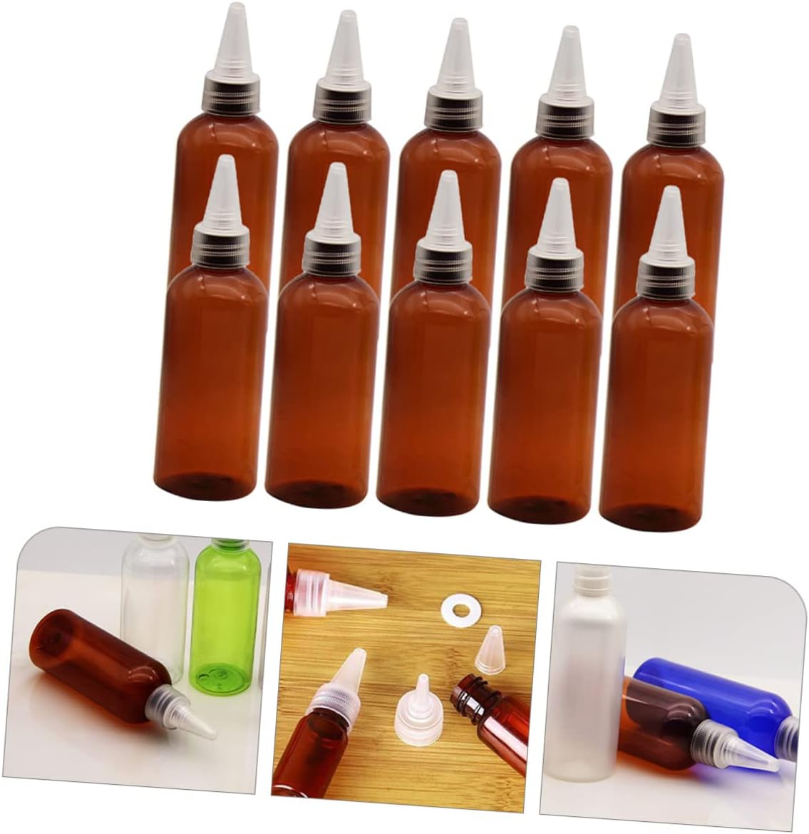 10pcs Reusable Condiment Squeeze Bottles with Spout Cap 1