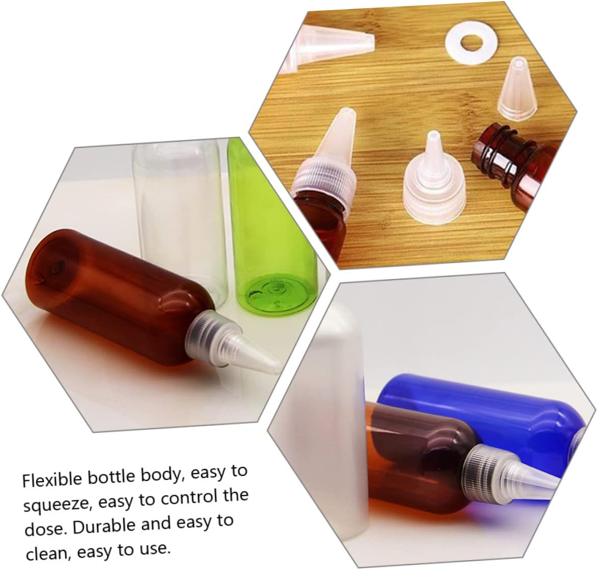 10pcs Reusable Condiment Squeeze Bottles with Spout Cap 1