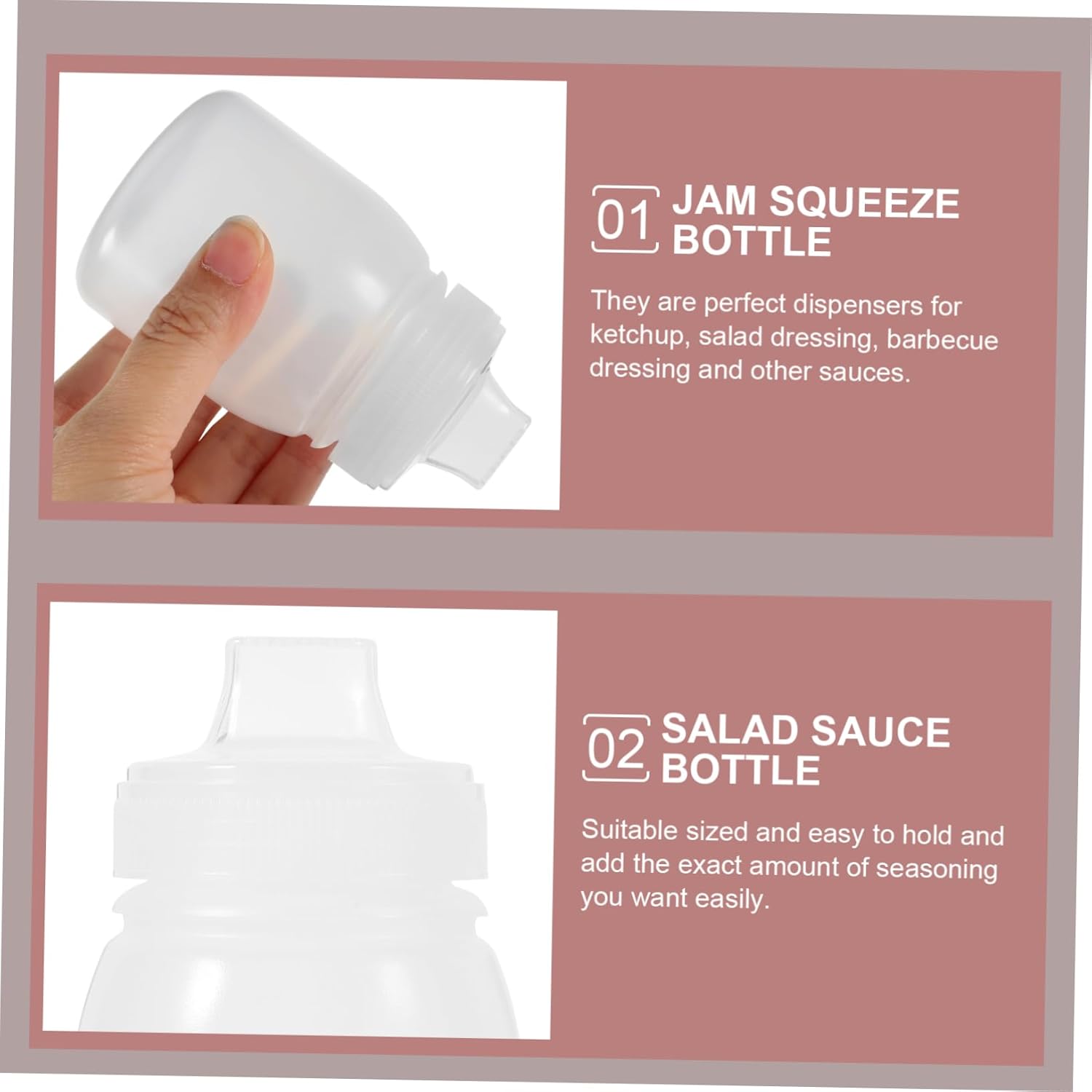 6pcs Sauce Squeeze Bottles for Salad Dressing Wide Mouth Ketchup Bottles