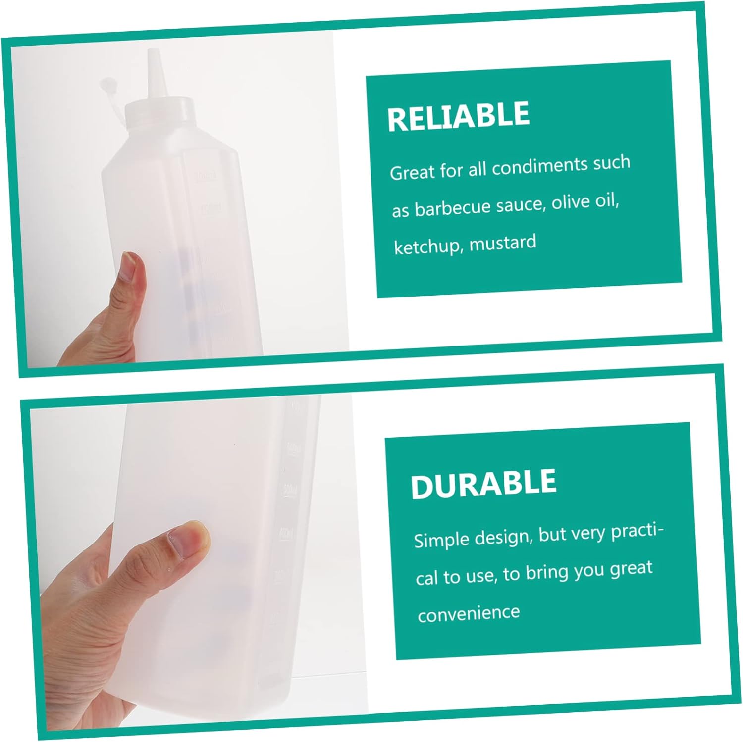 2 Pack Squeeze Condiment Bottles with Lids for Kitchen Use
