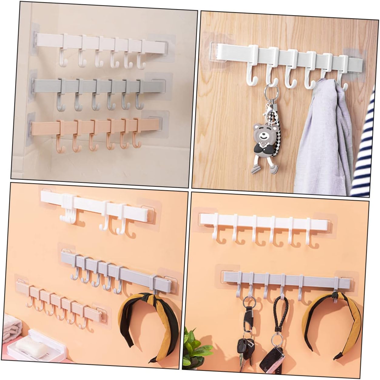 3pcs Punch Adhesive Hook Rack for Bathroom and Kitchen