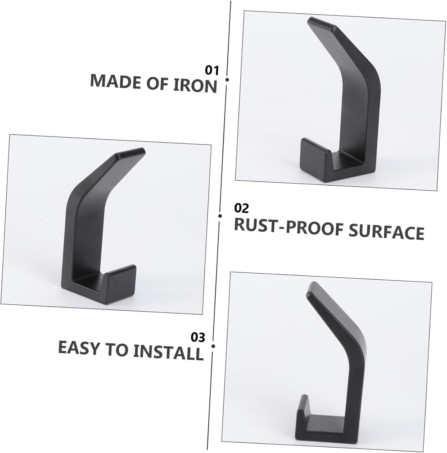 Cabilock 5PCS Black Metal Wall Hooks