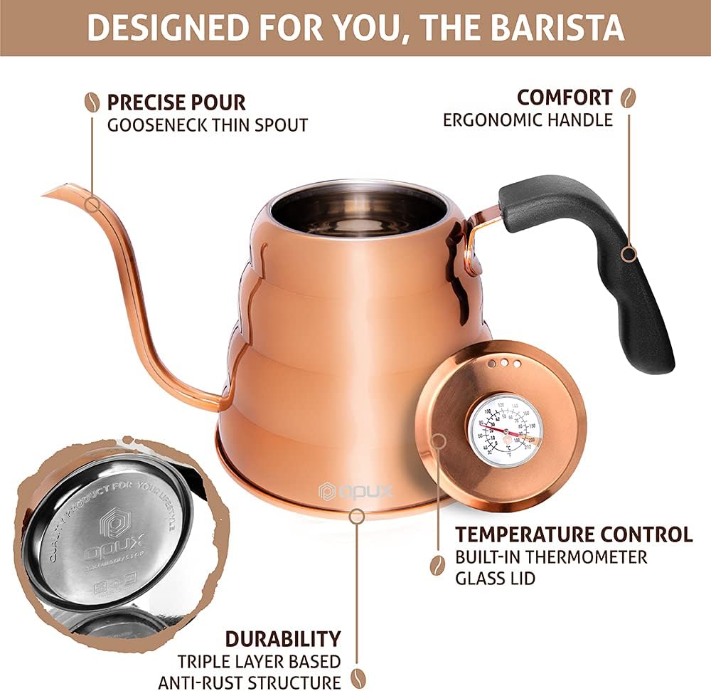 OPUX Pour Over Kettle with Gooseneck Thermometer