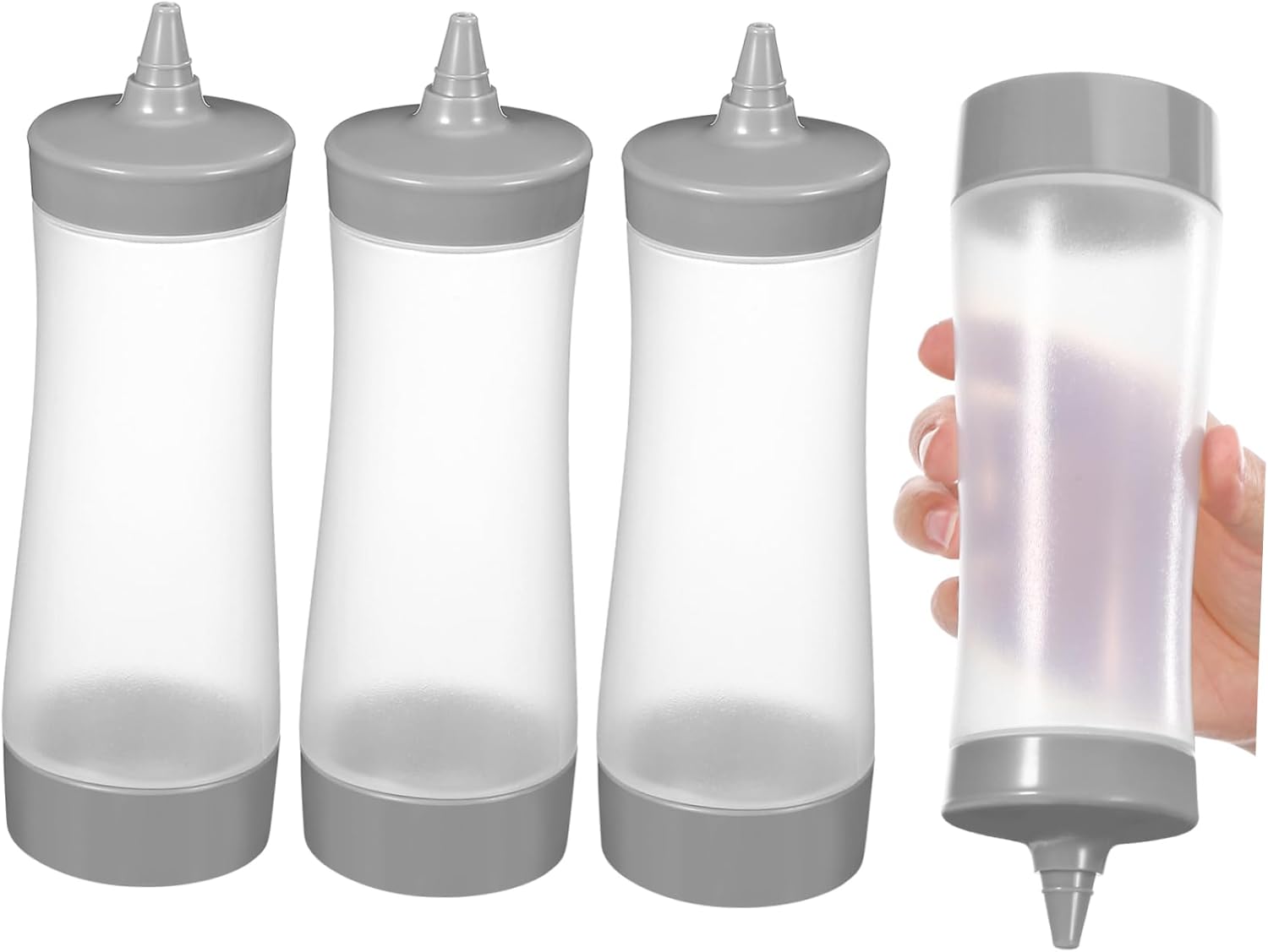 GRIRIW Reusable Plastic Condiment Squeeze Bottles Set