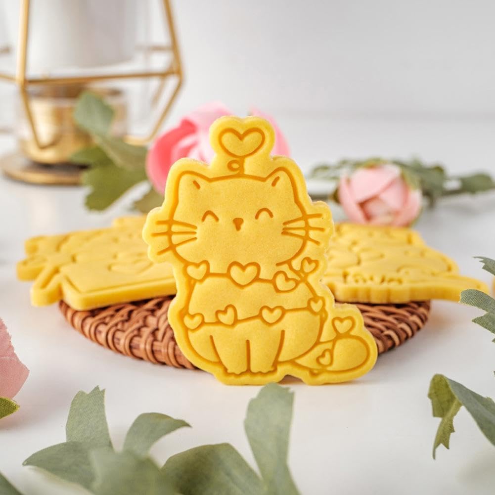 3D Cat Cookie Cutter Set for Baking Fun