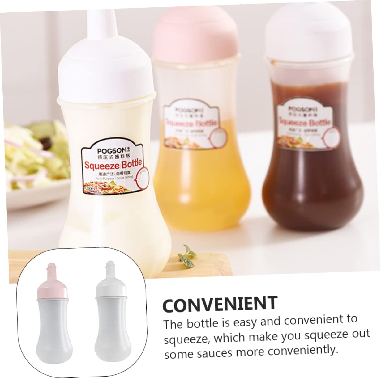 2Pcs 350ml Squeeze Sauce Bottles with Measurement Markings