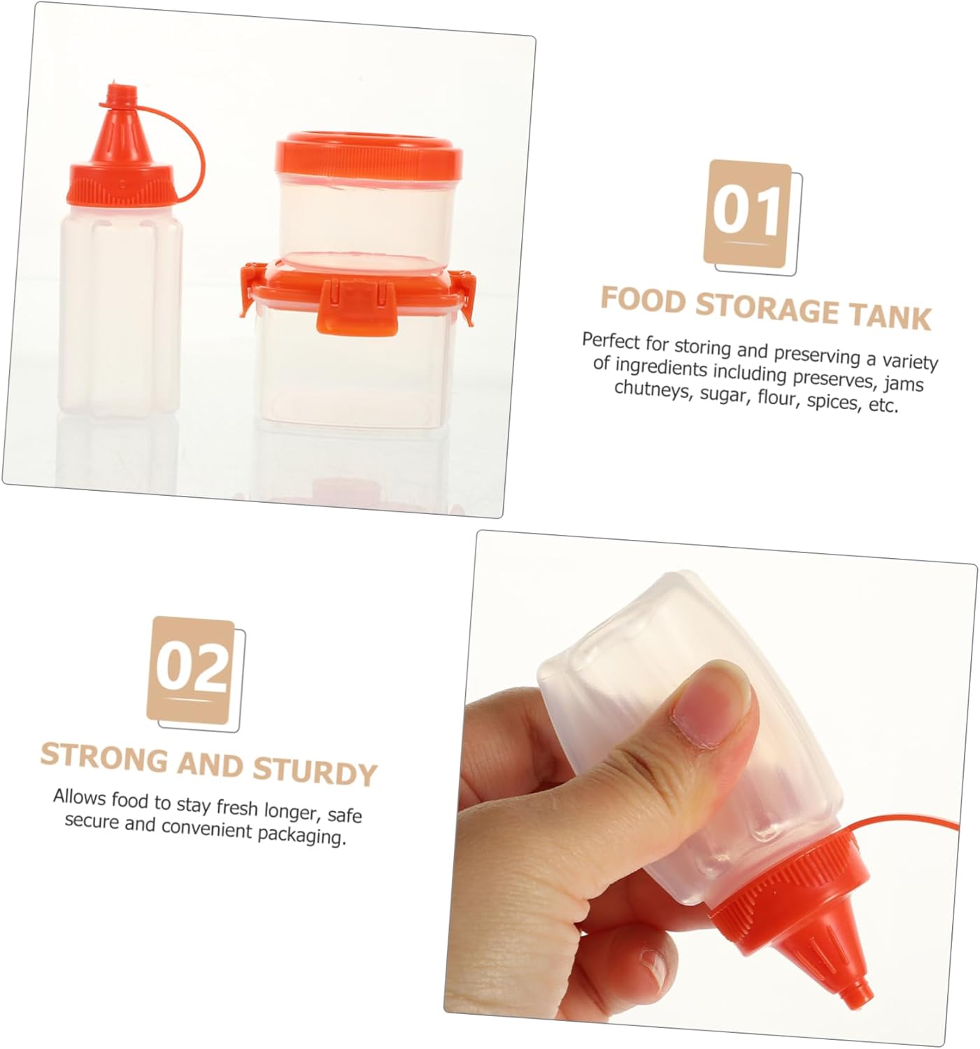 Mikinona 12-Pack Square Sauce Bottles with Lids