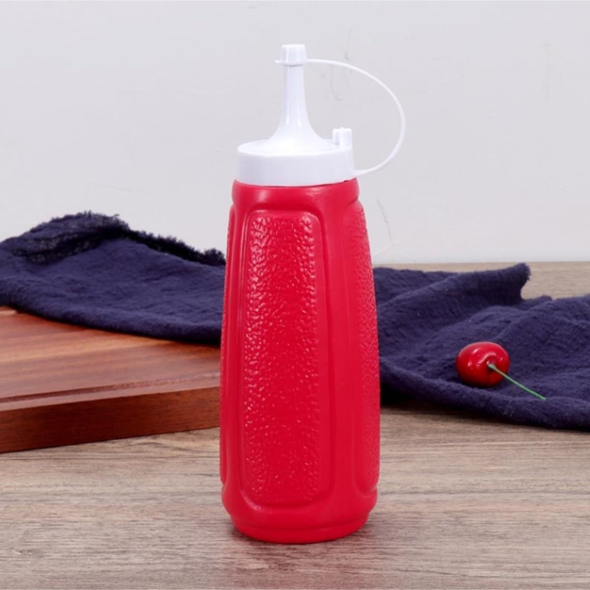 KLEYE Squeeze Bottles Set Of 5 Brown Plastic Condiment Bottles With Lid