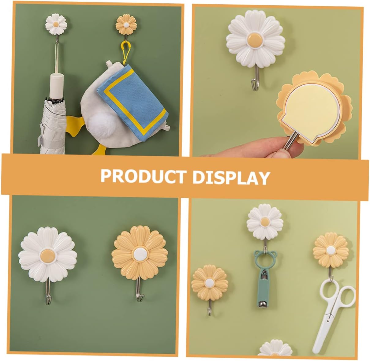 Ciieeo 8 Pcs Daisy Wall Key Holder Hooks