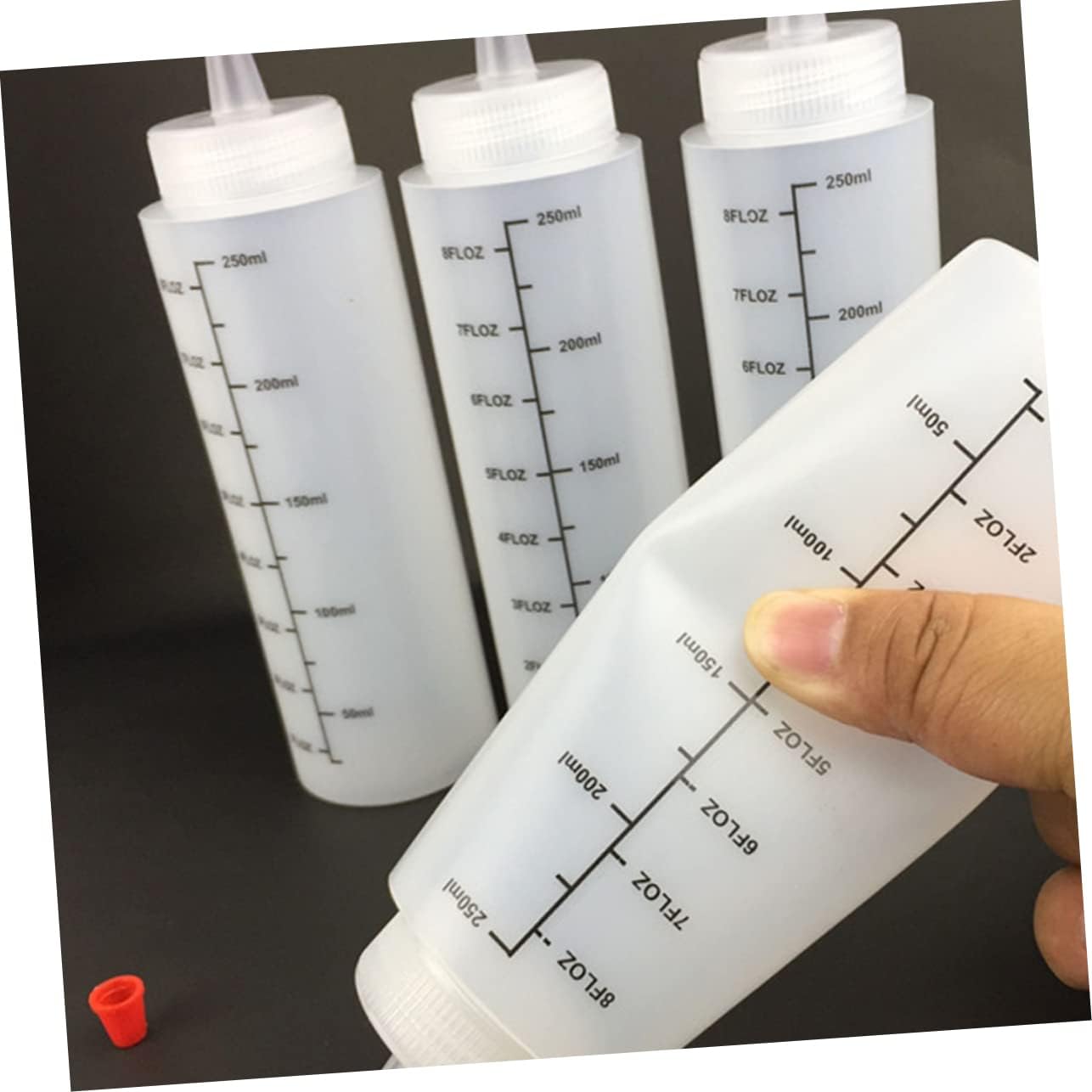 10pcs 250ML Refillable Condiment Squeeze Bottles with Cap