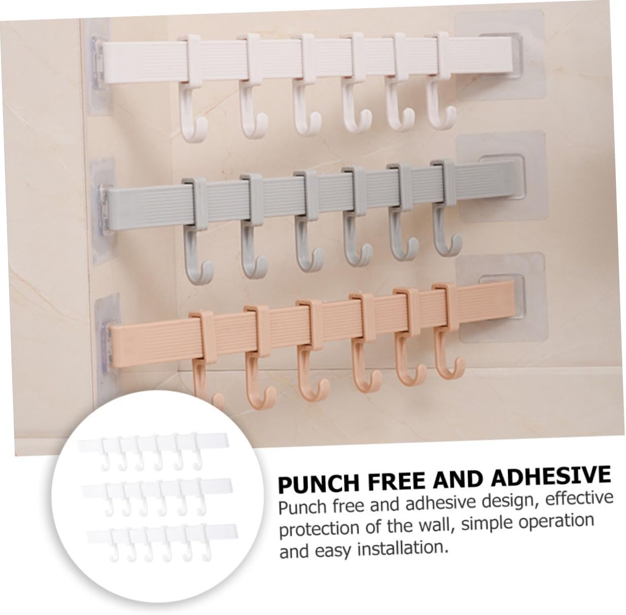 FOYTOKI 3pcs Gold Plated Adhesive Hook Rack 1