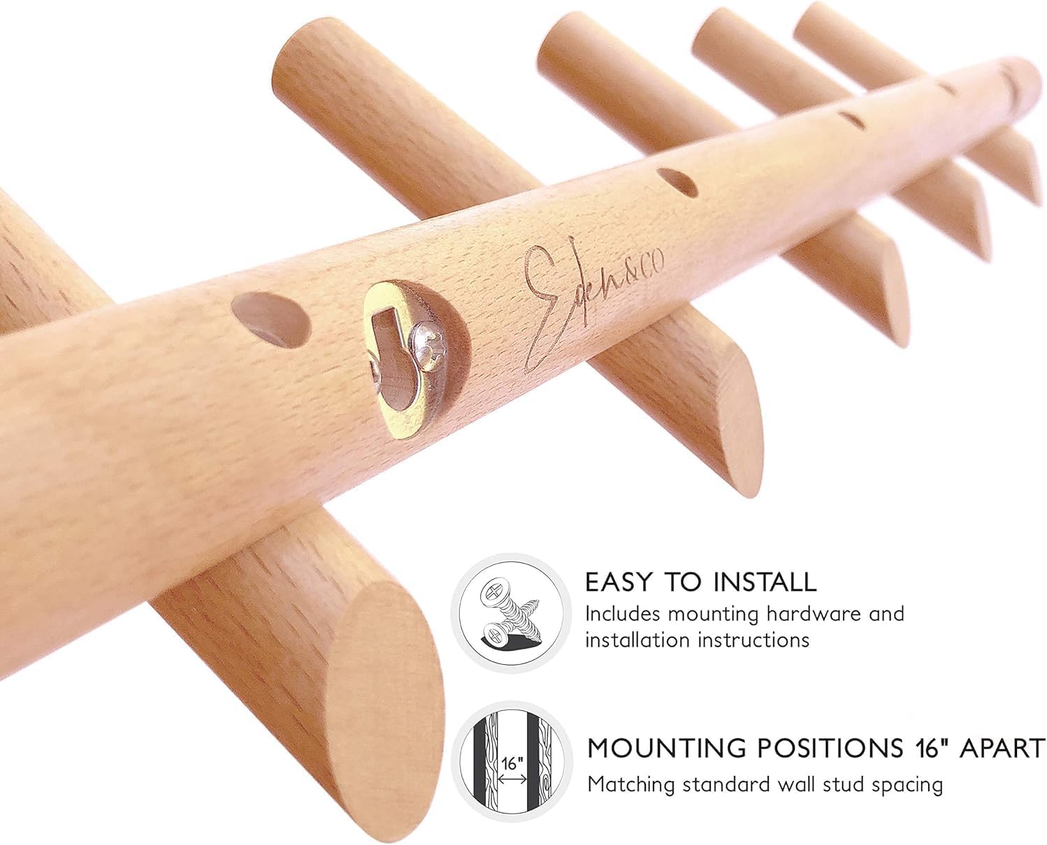 Eden Co Modern Wall Mounted Coat and Hat Rack