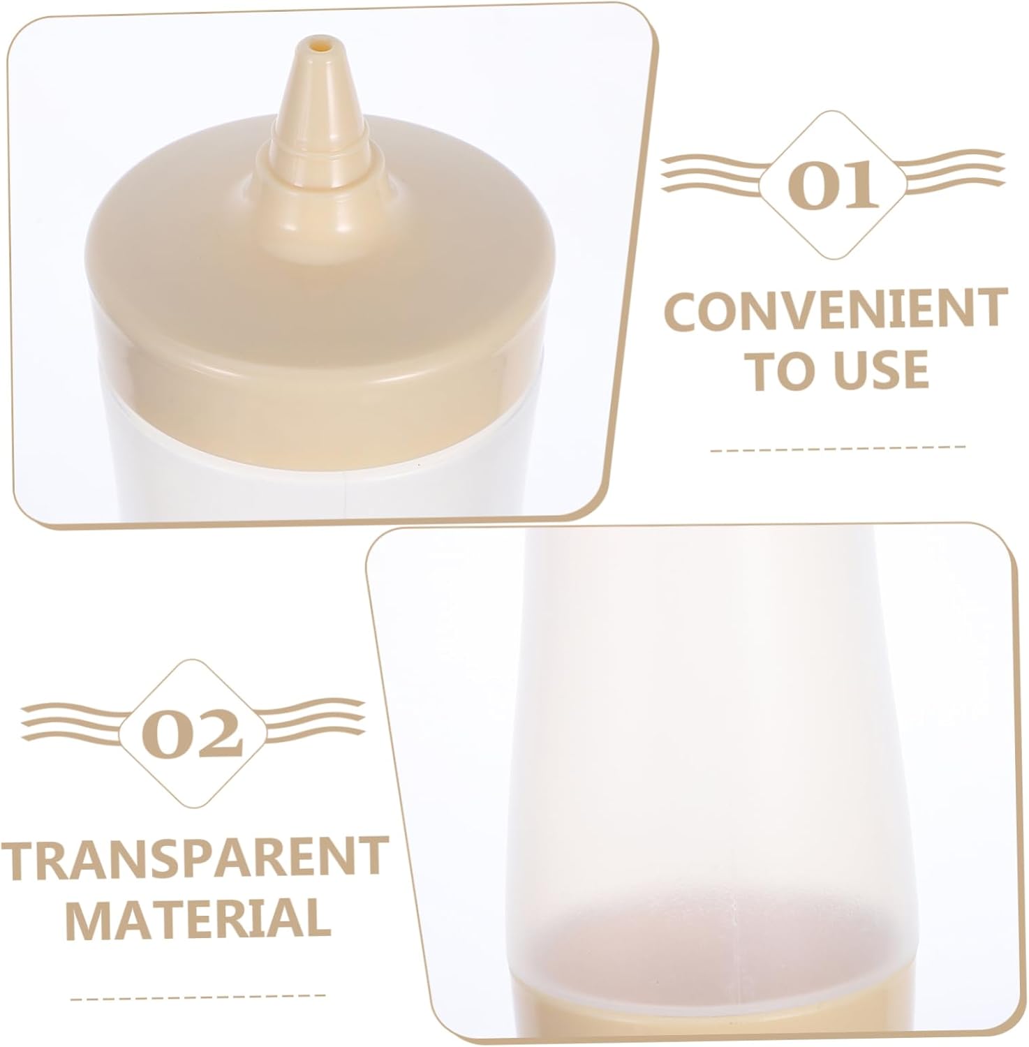 HOLIDYOYO 3PC Cream Color Condiment Squeeze Bottles