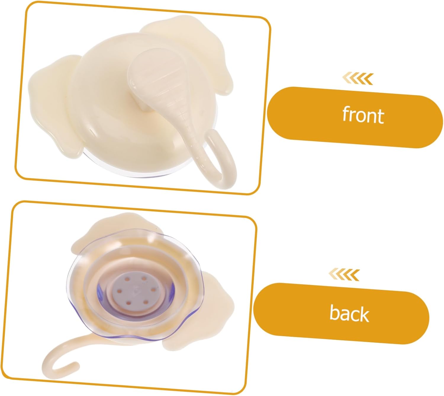 BUGUUYO Removable Suction Cup Hooks 4 Cute Elephant Design