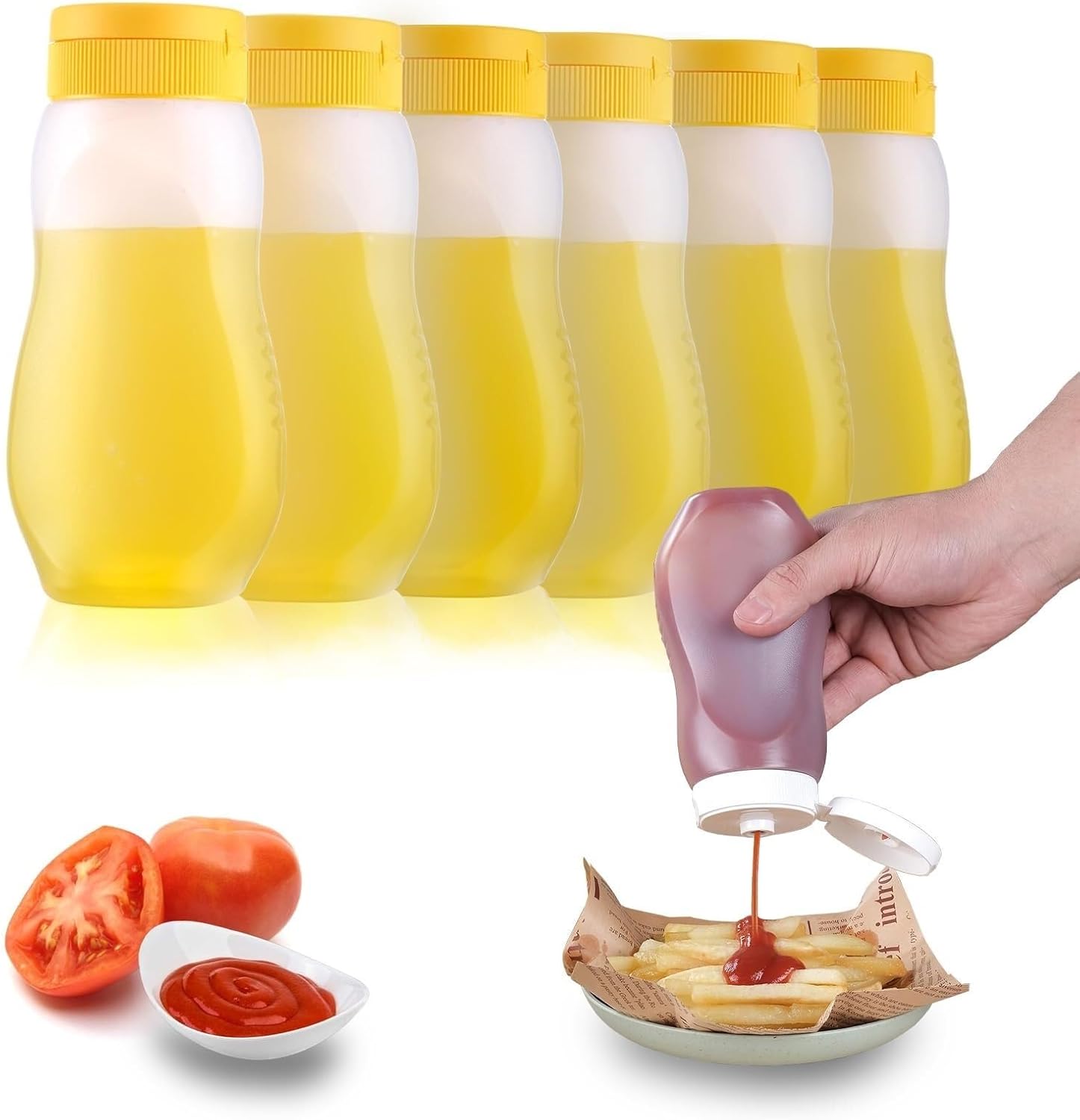 KLEYE Squeeze Bottles Pack of 5 500ml with Flip Cap