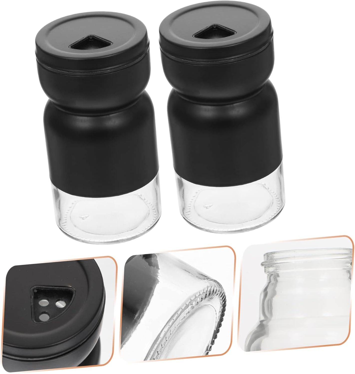 Elegant Black Sandglass Style Condiment Bottles 2-Pack