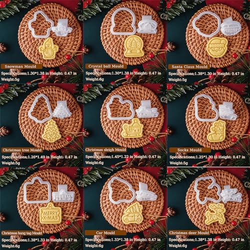 3D Cartoon Christmas Cookie Cutter Set 20pcs