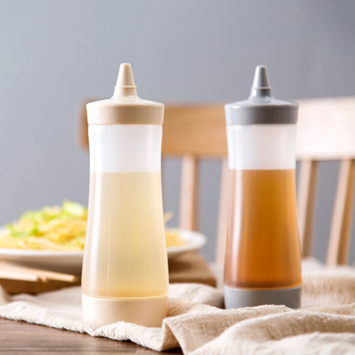 Hoement 350ml Salad Dressing Squeeze Bottle Leakproof Grey