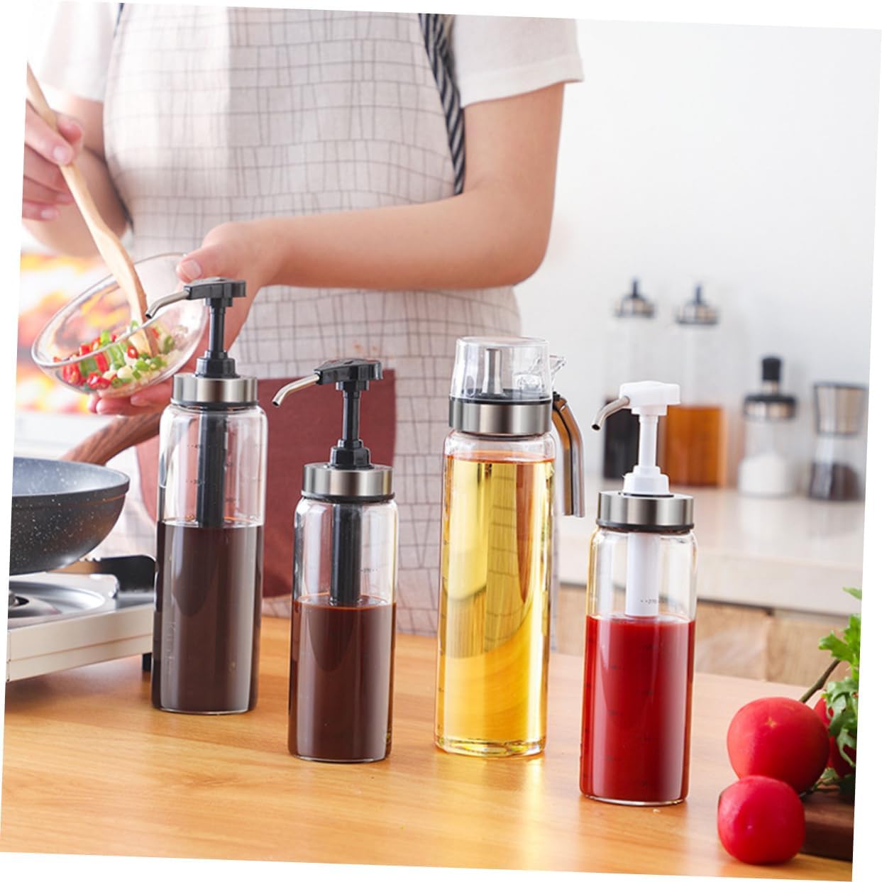 500ml Salad Sauce Pump Bottle with Spring Lid