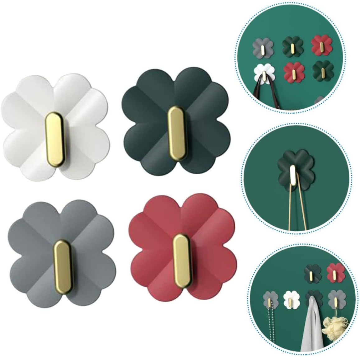 Vaguelly 4Pcs Cartoon Adhesive Wall Hooks for Keys and Towels