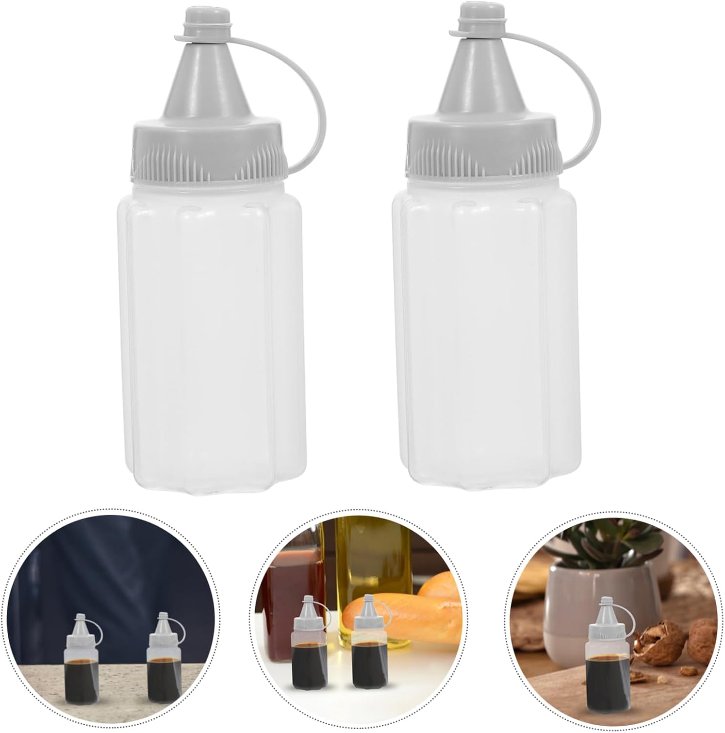 Mikinona 20 Pcs PP Dark Grey Condiment Squeeze Bottles