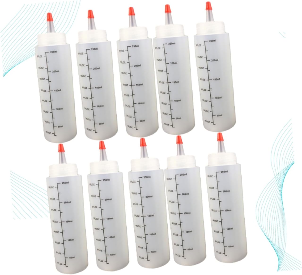 10pcs 250ML Refillable Condiment Squeeze Bottles with Cap