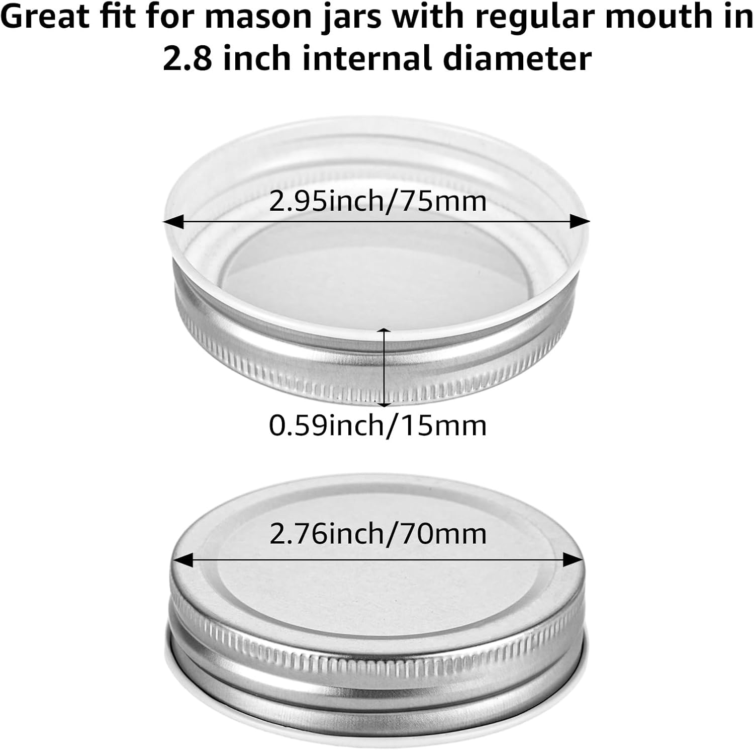 50 pcs Regular Mouth Mason Jar Lids with Silicone Seal