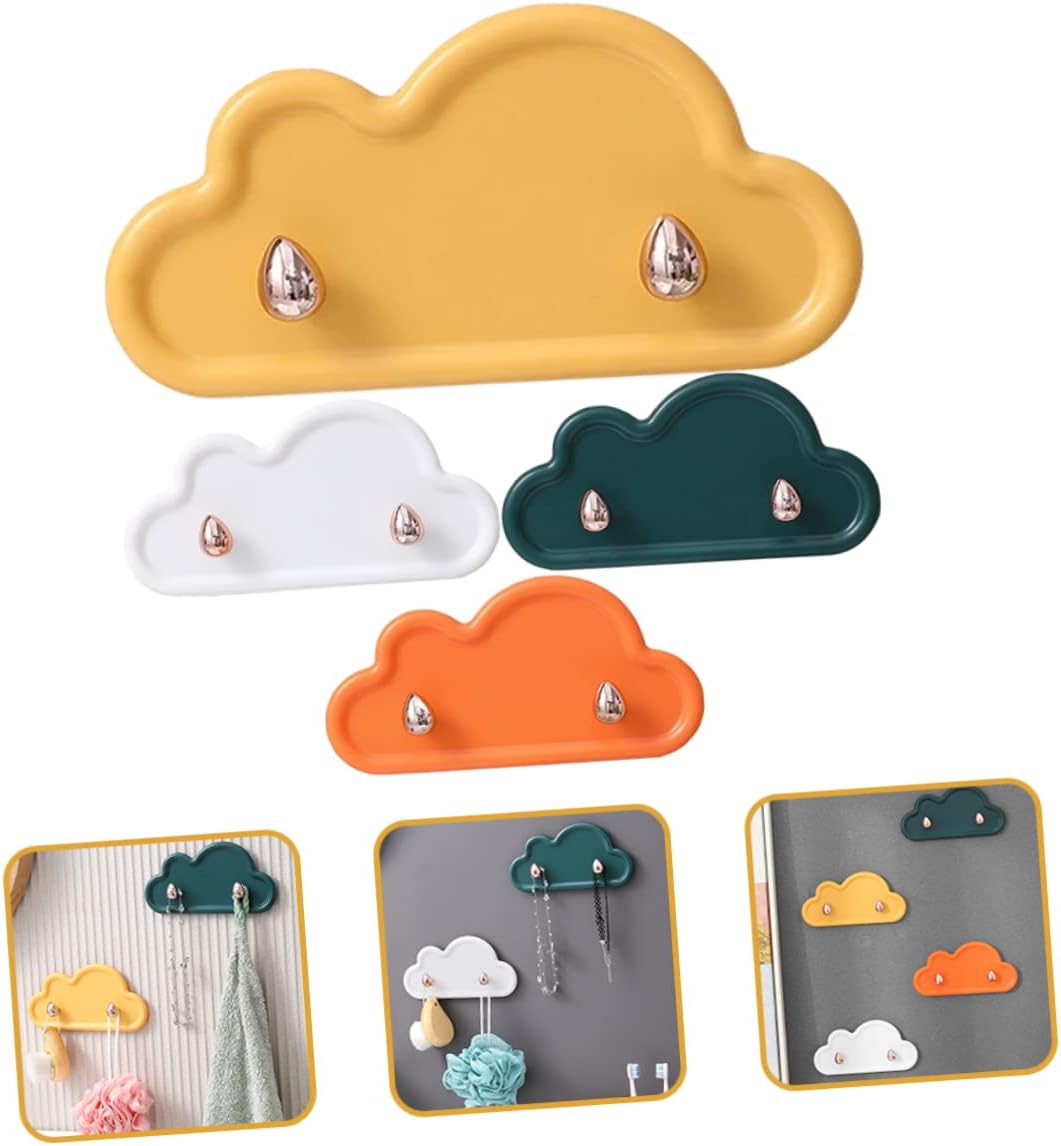 Cloud Shaped Adhesive Wall Hooks 4Pcs Durable Towel Hangers