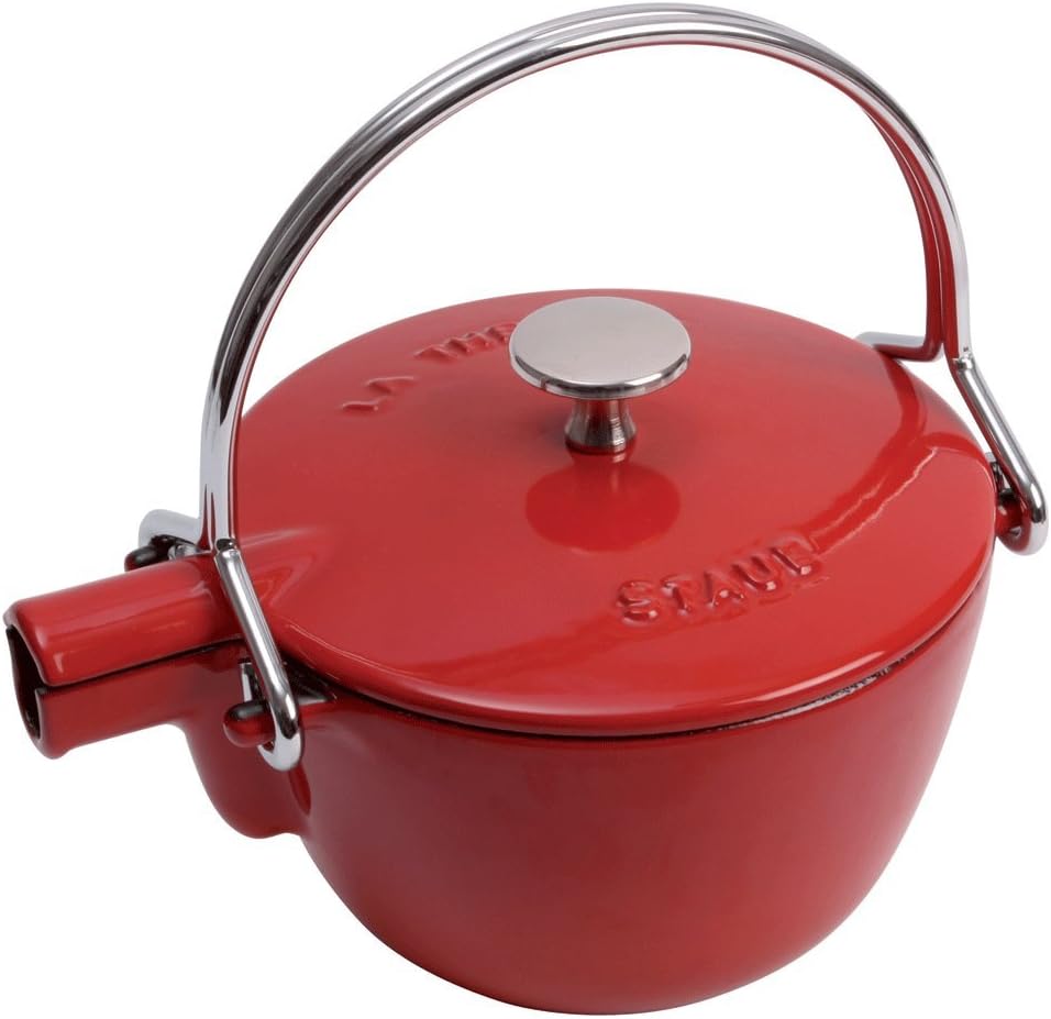 Staub Cast Iron 1 Qt Tea Kettle - Cherry Made in France
