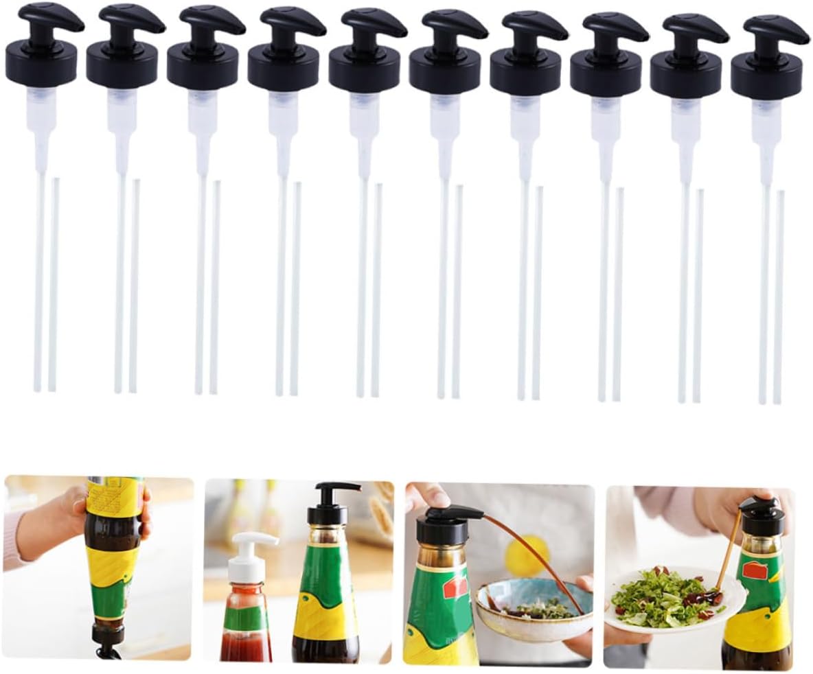 FOMIYES 20 Sets Reusable Pp Black Condiment Squeeze Bottles