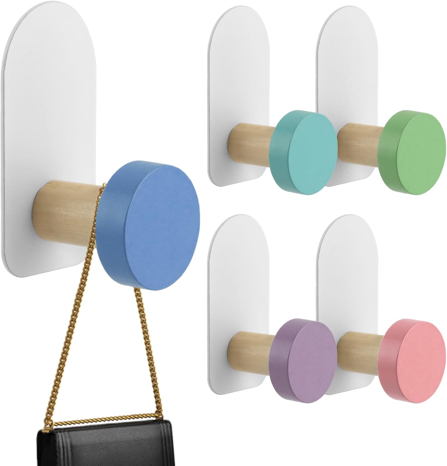 5pcs Self-Adhesive Kids Coat Hooks with Cartoon Animal Design