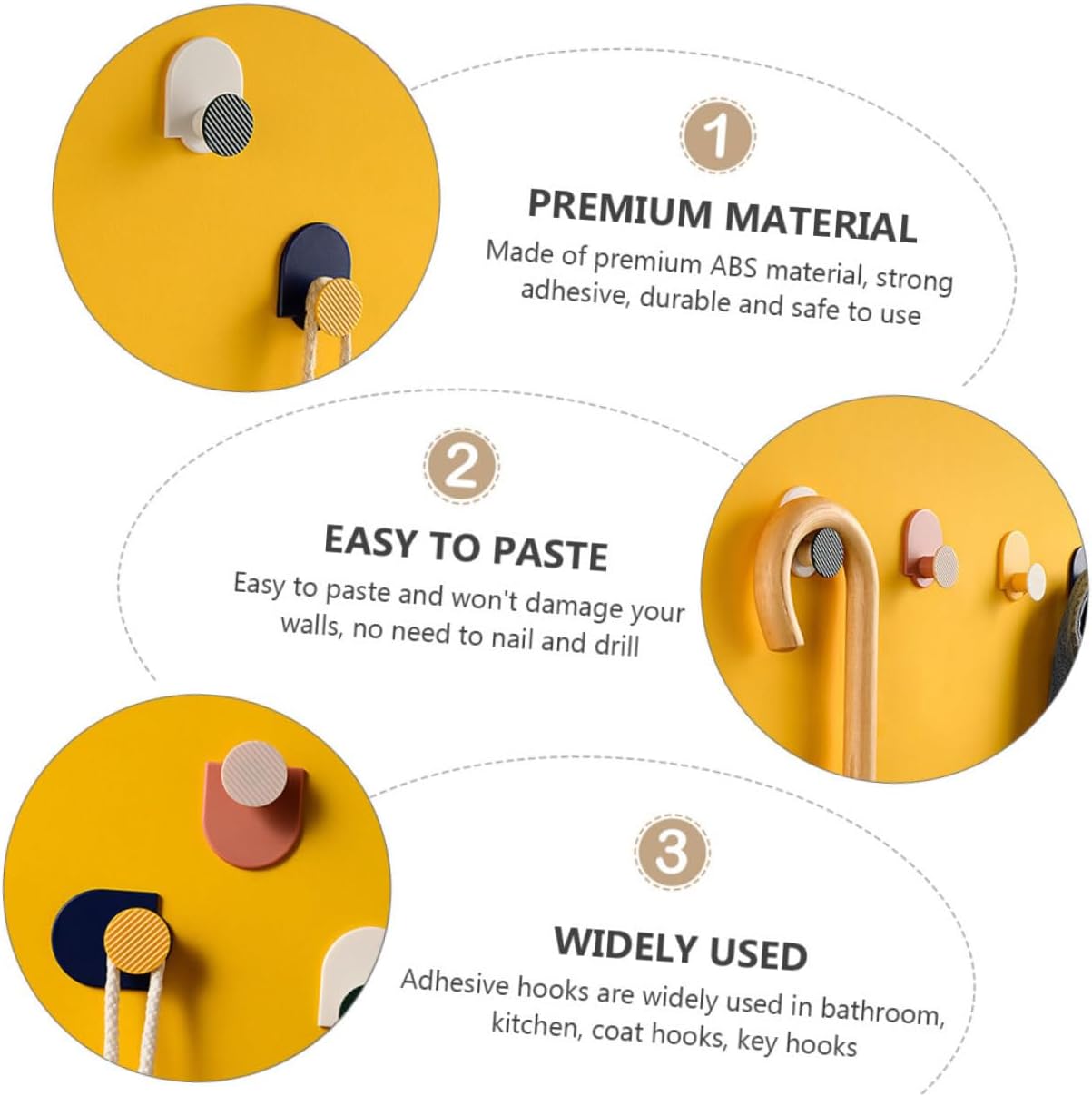 Cabilock 8 Piece Wall Mounted Sticky Hooks