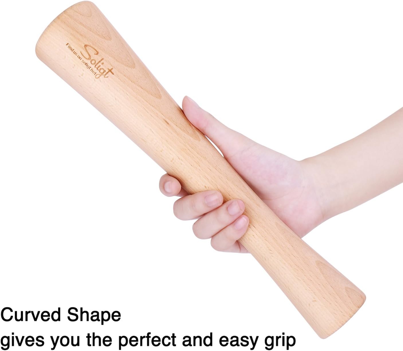 SOLIGT 12 Inch Wood Kraut Pounder for Canning