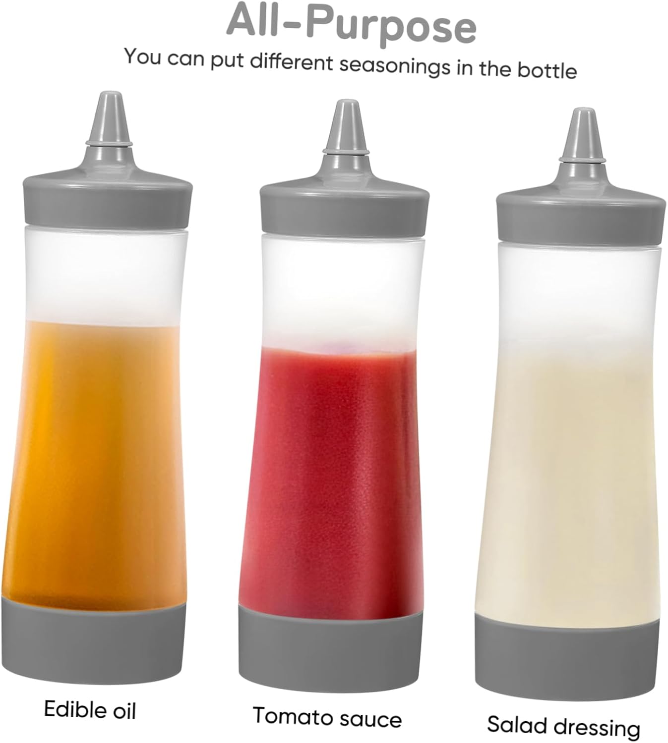 GRIRIW Reusable Plastic Condiment Squeeze Bottles Set
