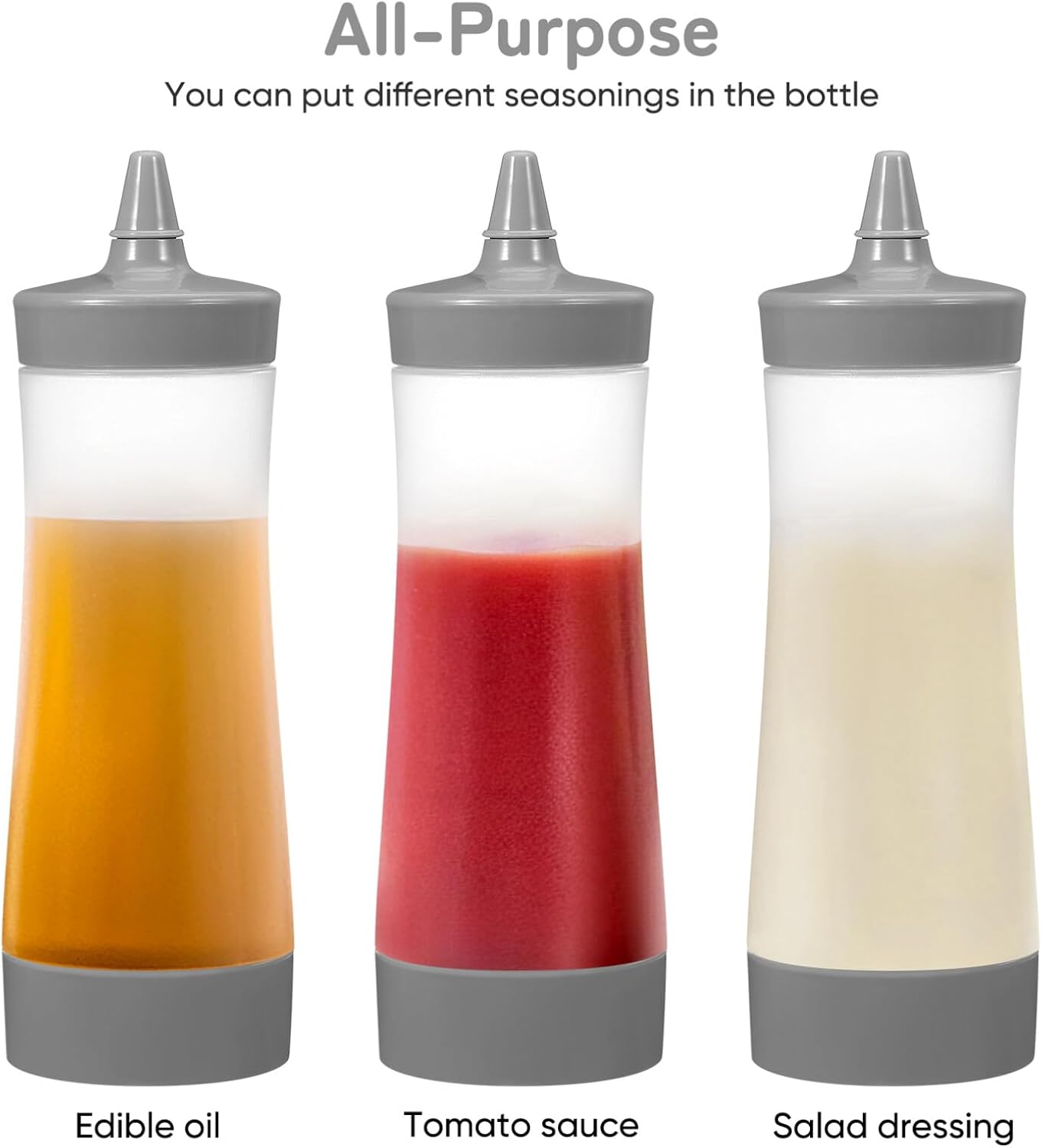 Kichvoe 4pcs Condiment Squeeze Bottles With Lid Reusable