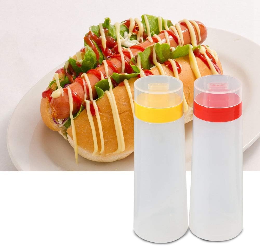 TITA-DONG 4 Hole Condiment Squeeze Bottle 300ml Food Grade Resin Ketchup Dispenser