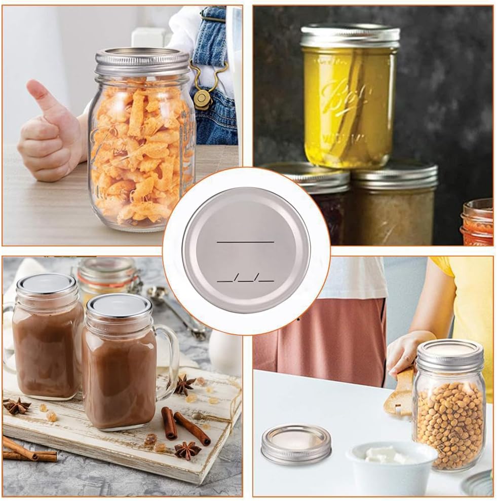 100pcs Wide Mouth Canning Lids for Ball Kerr Jars - Food Grade Airtight