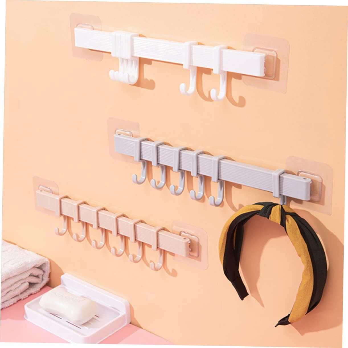 FOYTOKI 3pcs Gold Plated Adhesive Hook Rack 1