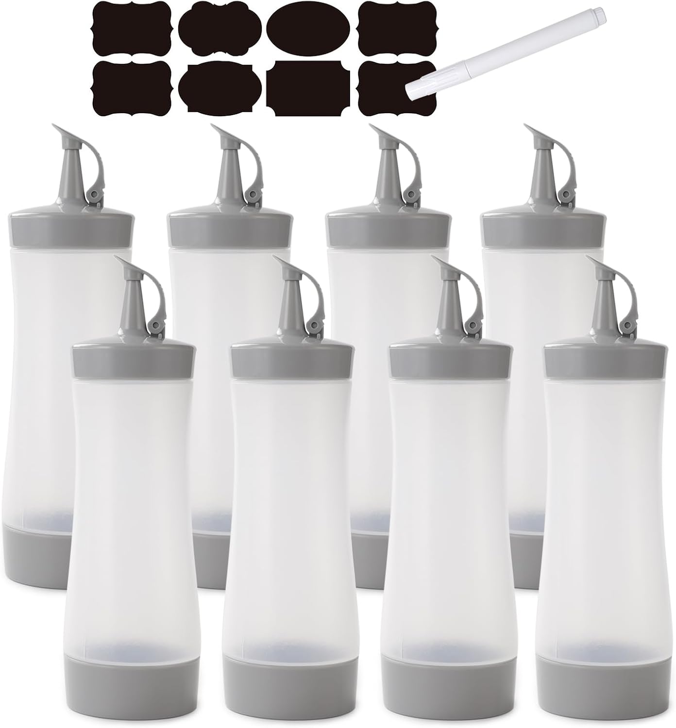 Qiuhome Condiment Squeeze Bottles 8 Pack Gray 12 oz