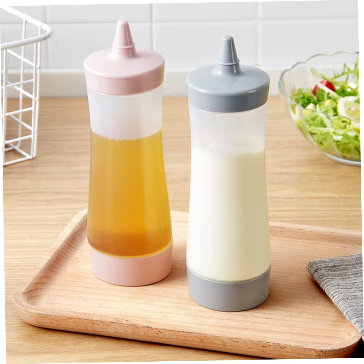 Pink Reusable Condiment Squeeze Bottles 6 Pcs Set