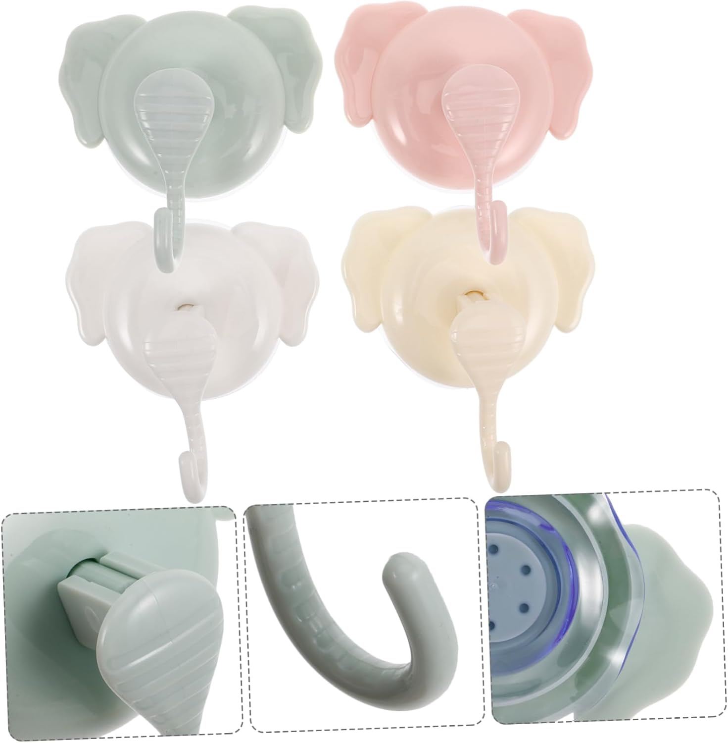 GLEAVI 4Pcs Strong Suction Cup Hooks No Drill Bathroom Organizer