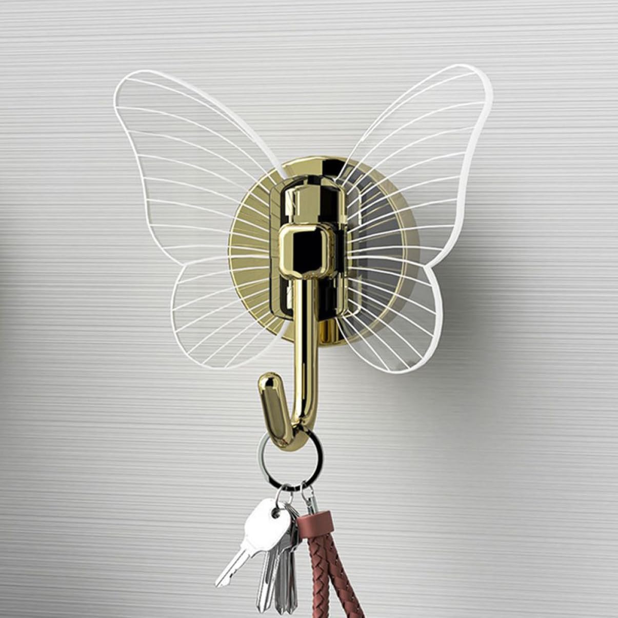 GLEAVI 2Pcs Butterfly Adhesive Wall Hooks Key Hangers for Home Storage