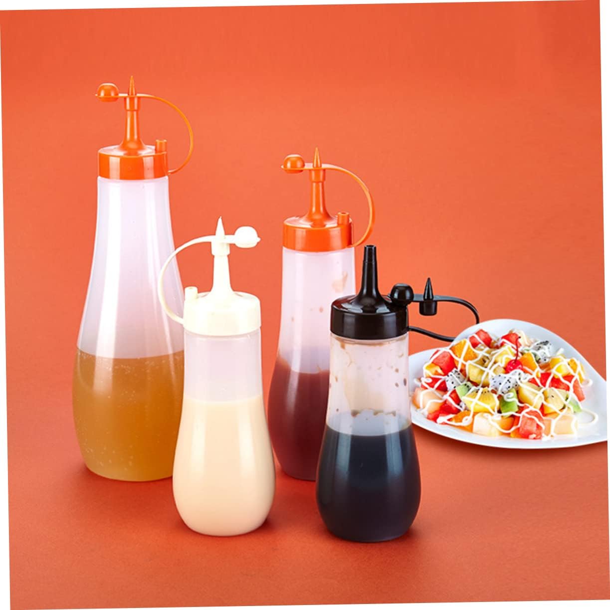 3PCS Salad Dressing Bottle Set - Cream Coffee Orange Tomato Sauce Squeeze Bottles