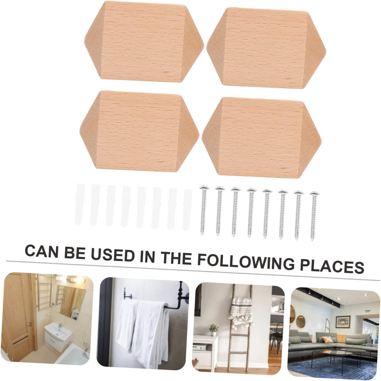 1 Set Multi Functional Wooden Wall Hooks for Coats Hats Bags 1