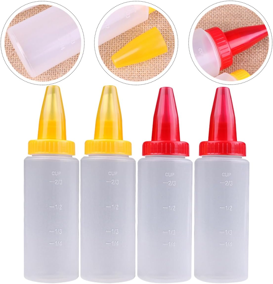 4pcs4 Sets Clear Condiment Squeeze Bottles for Cake Icing Piping